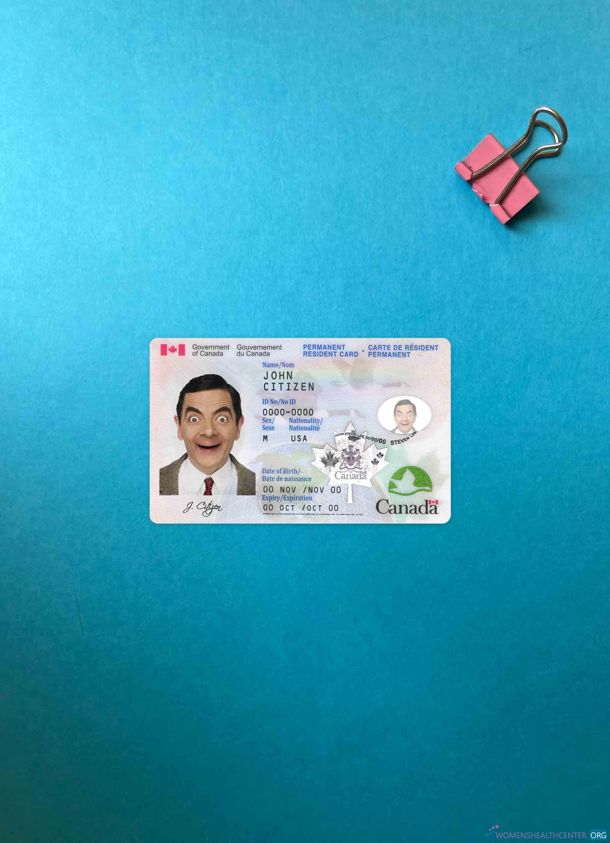 Download Canada Permanent resident card photolook FRONT Photoshop template